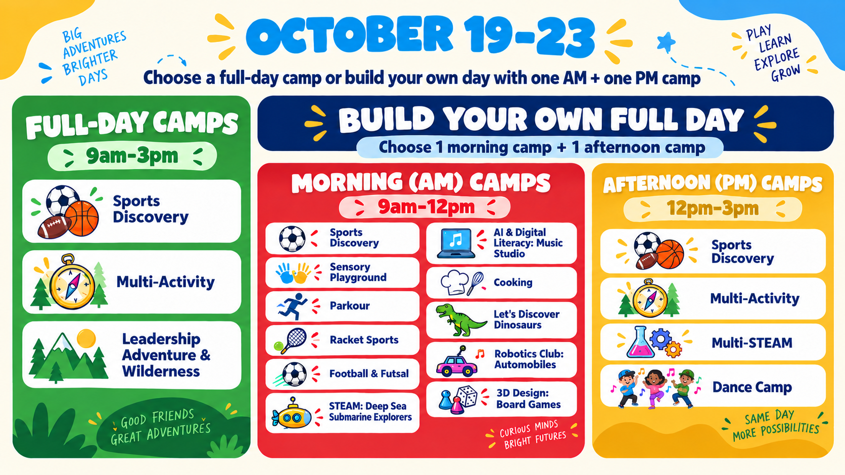 IFS holiday camp week 1 activity overview