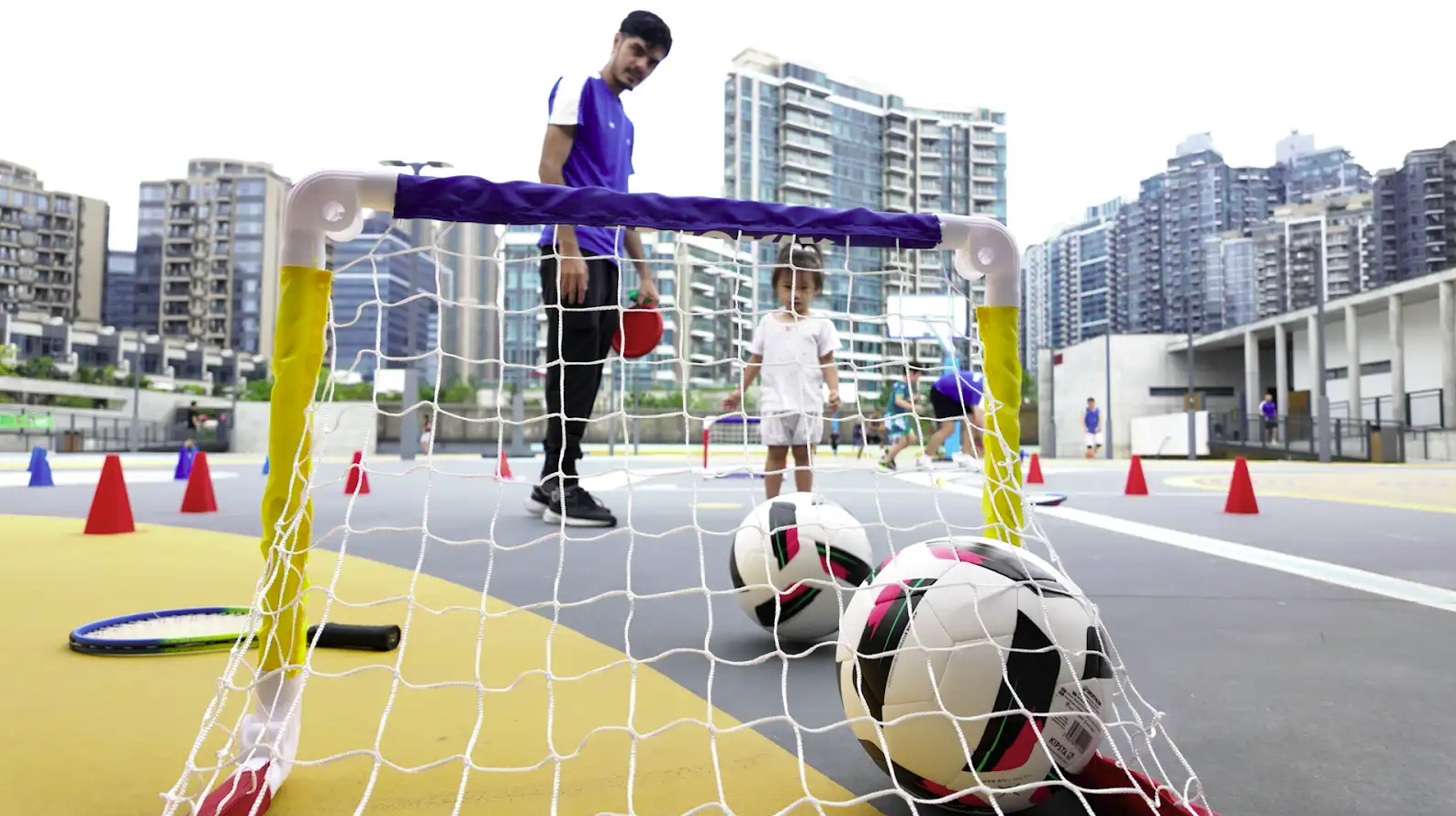 Football mini-goal drill at a ProActiv Hong Kong Multi-Sport Camp