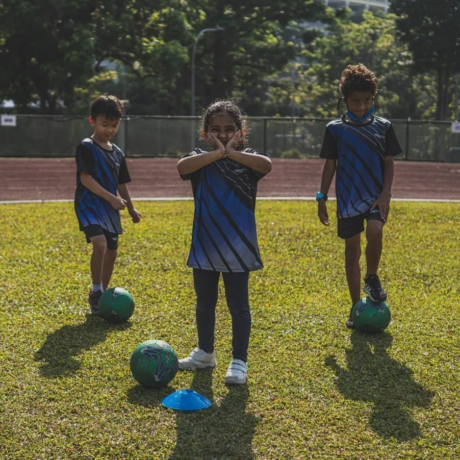 Children playing team sports at the Astor International School camp