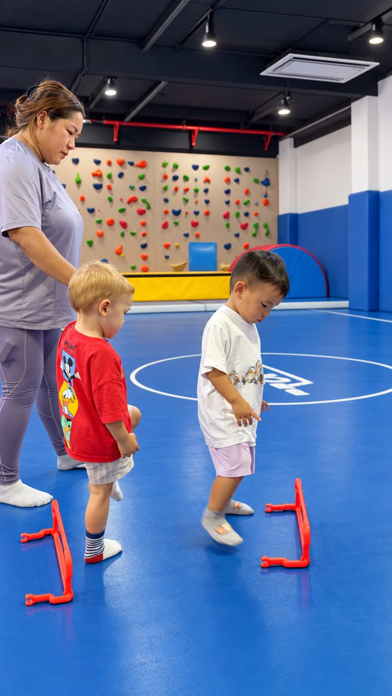Toddler taking part in a multi-sport session at Prodigy at Katong Point